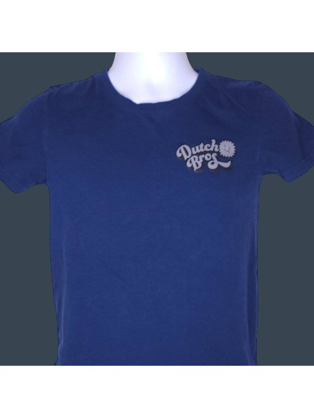 Dutch Bros Cafe Navy Blue Logo T-Shirt 100% Cotton Small Short Sleeve Crewneck